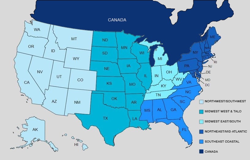 USA and Canada Map